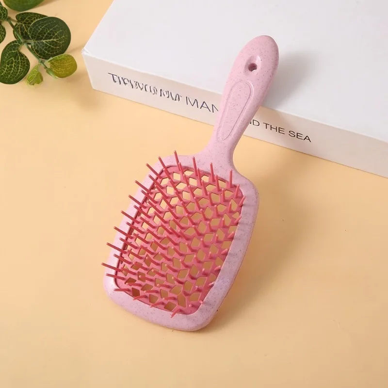 Waterdrop-shaped Wheat Straw Vent Hairbrush-Eco-friendly Detangling Grid Design for Curly/Thick Hair,Europe/US Market Hot Seller