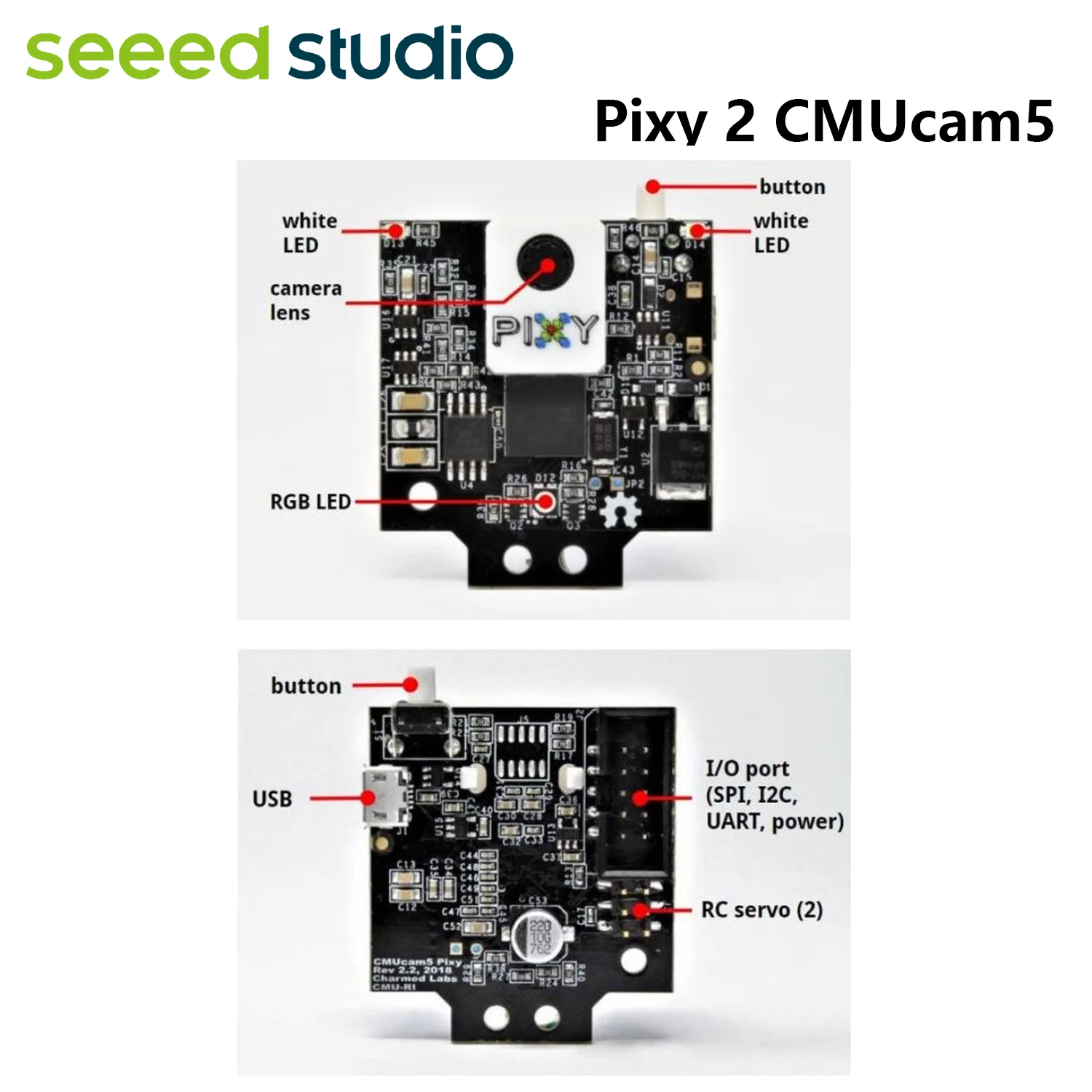 Pixy 2 CMUcam5 ̹ ν ӽ  ī޶  NXP LPC4330 204 MHz н κ  Ʈ 