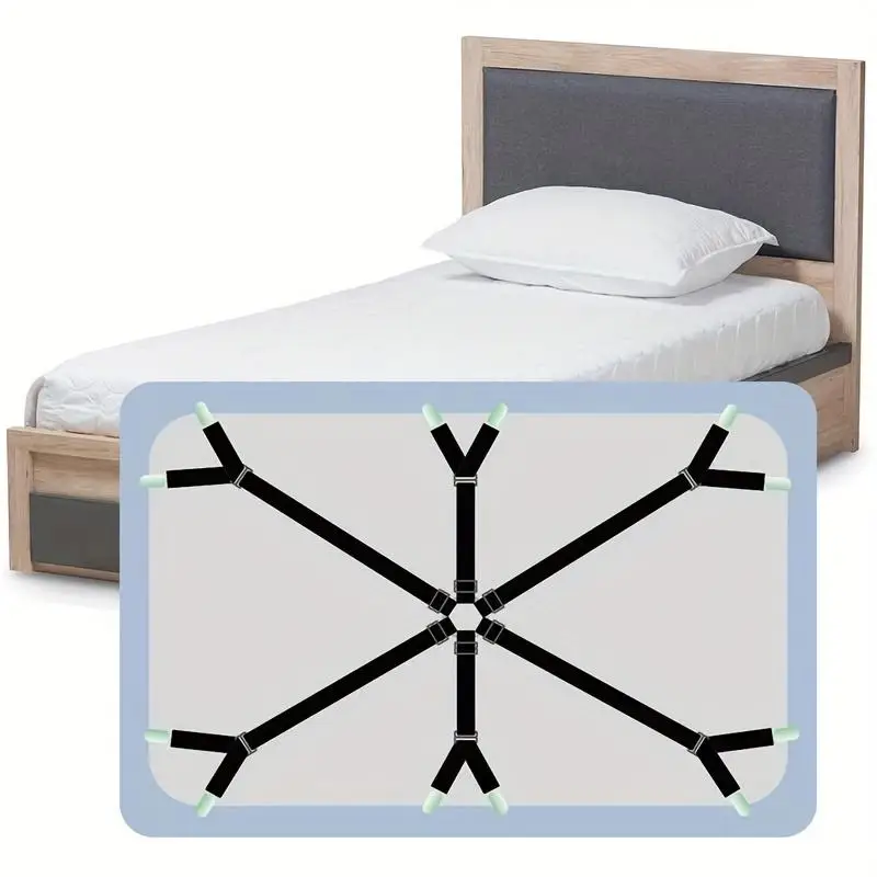 Bed Sheet Holder 12 Clips Adjustable Elastic Mattress Clip Fasteners Cover Blankets Non-Slip Fixing Strap Grippers Black/White