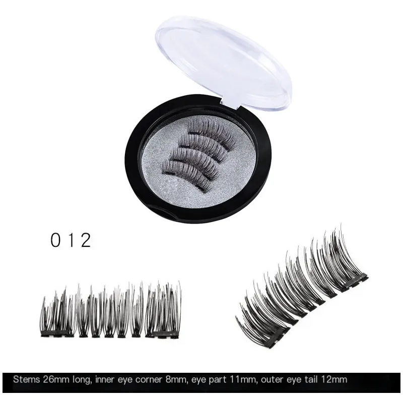 3D Natural Magnetic Eyelashes Magnetic Lashes Box Reusable False Eyelashes Portable Makeup Tool 2 pairs
