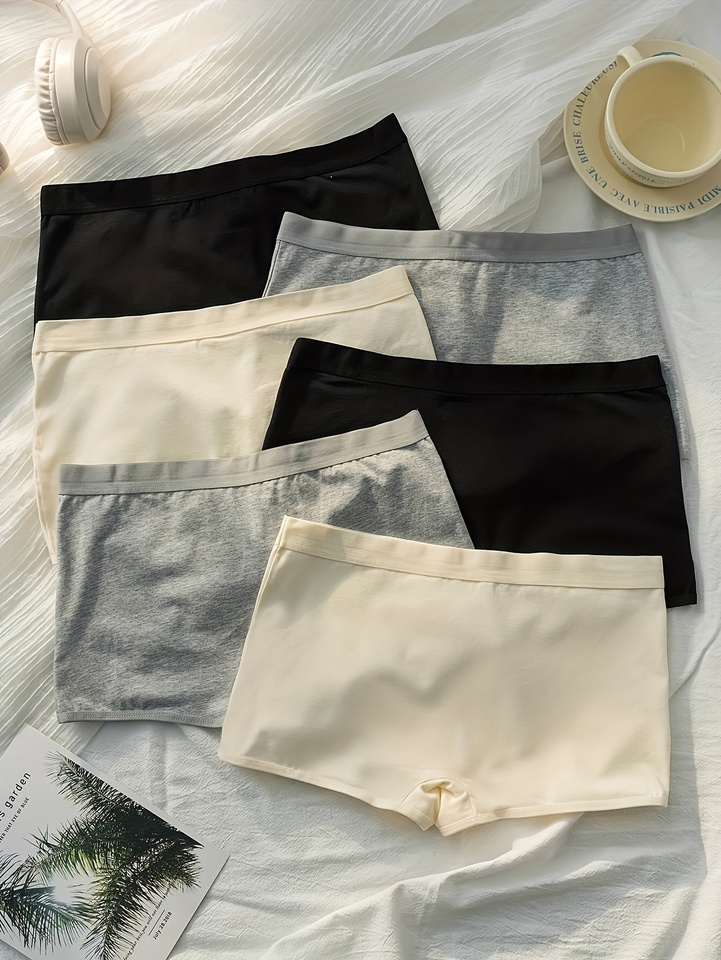 6-piece mixed color pure cotton women's fashionable, versatile and simple new women's underwear