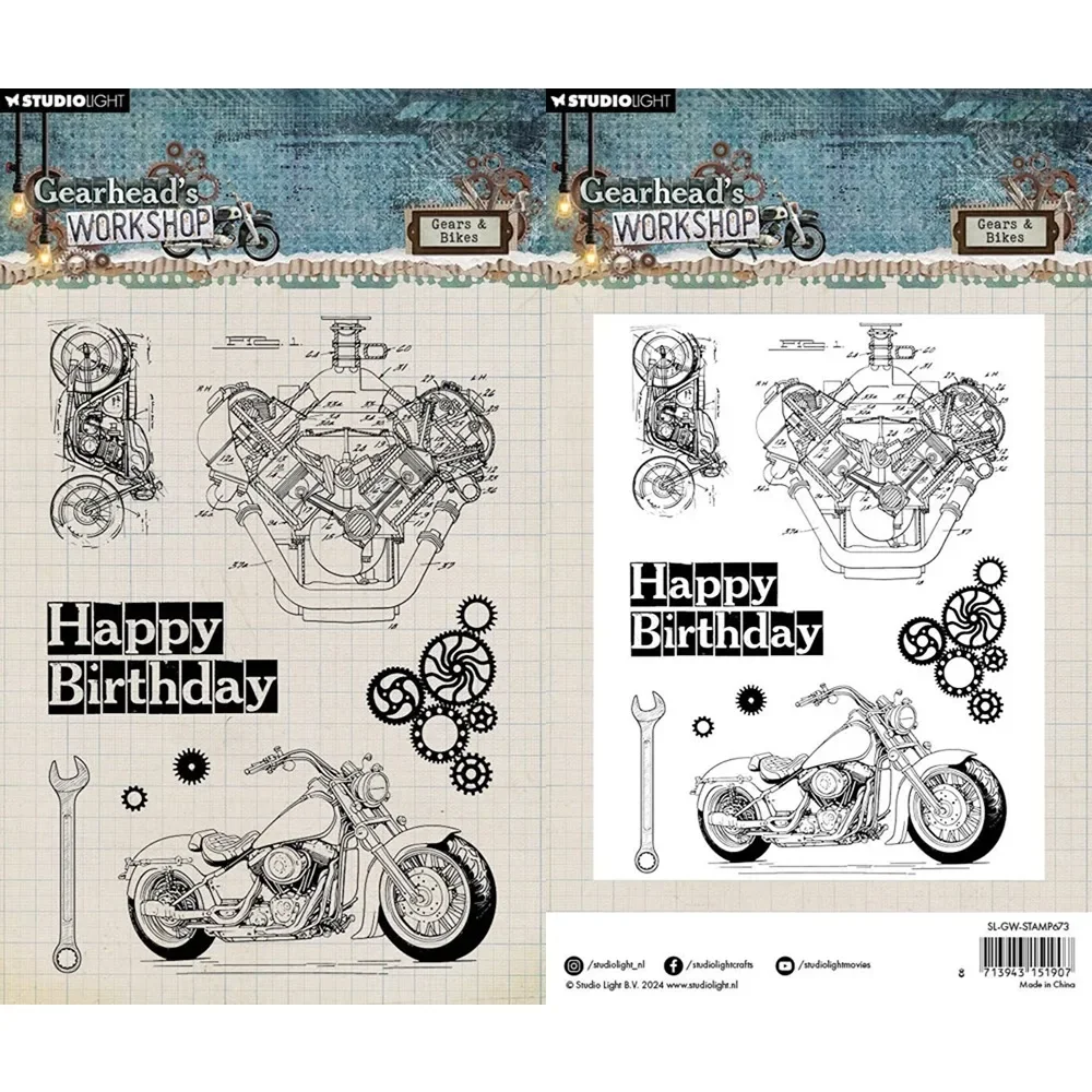 

Gears & Bikes Stamps Scrapbook Diary Decoration Stencil Embossing Template DIY Greeting Card Handmade