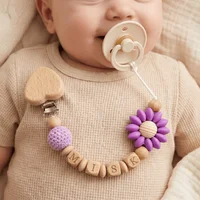 Attache-tétine personnalisée en silicone, support de dentition sans BPA, chaîne de sucette faite à la main avec nom personnalisé pour nouveau-né, cadeau de naissance 1