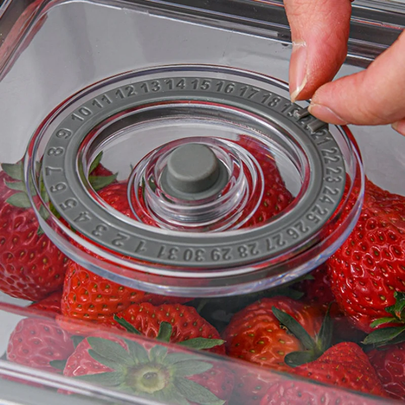 LUDA Vacuum Food Storage Container Transparent Fridge Organizer With Drain Net Capacity Food Dispenser For Kitchen