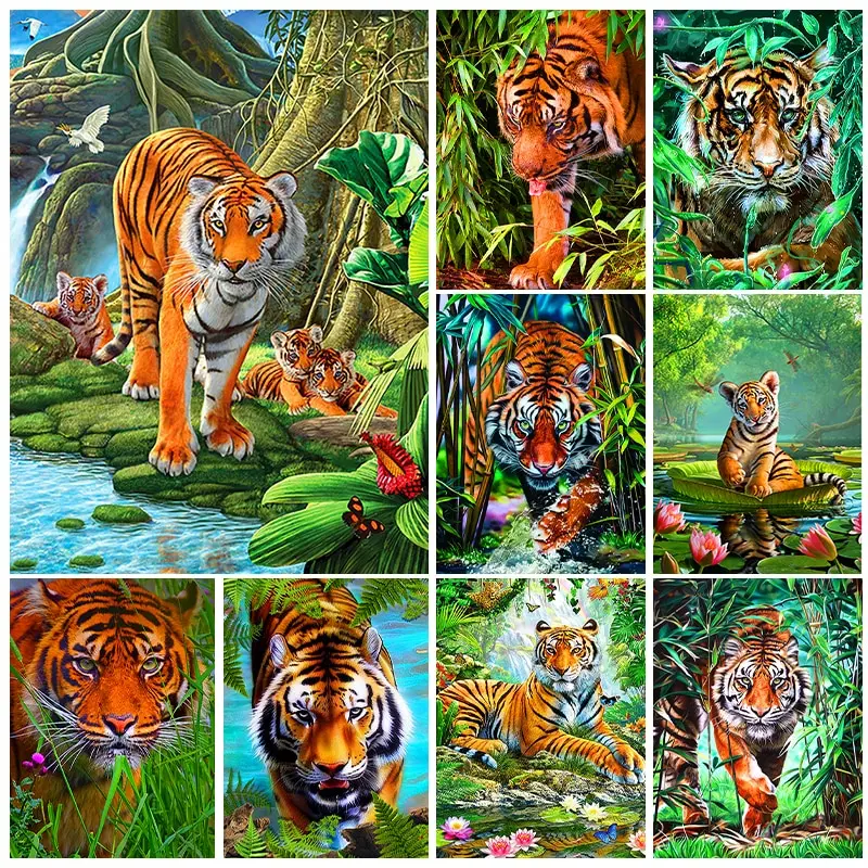 Compra online de 3d quadrado completo redondo pintura diamante tigre ponto  cruz diamante bordado imagem animal de strass decoração para casa