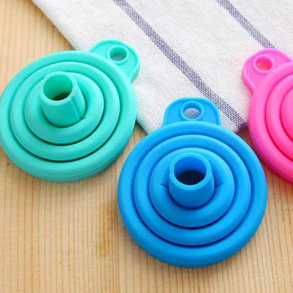 Kitchen funnel portable silicone collapsible funnel household cooking tools for fuel hopper beer oil foldable kitchen accessories