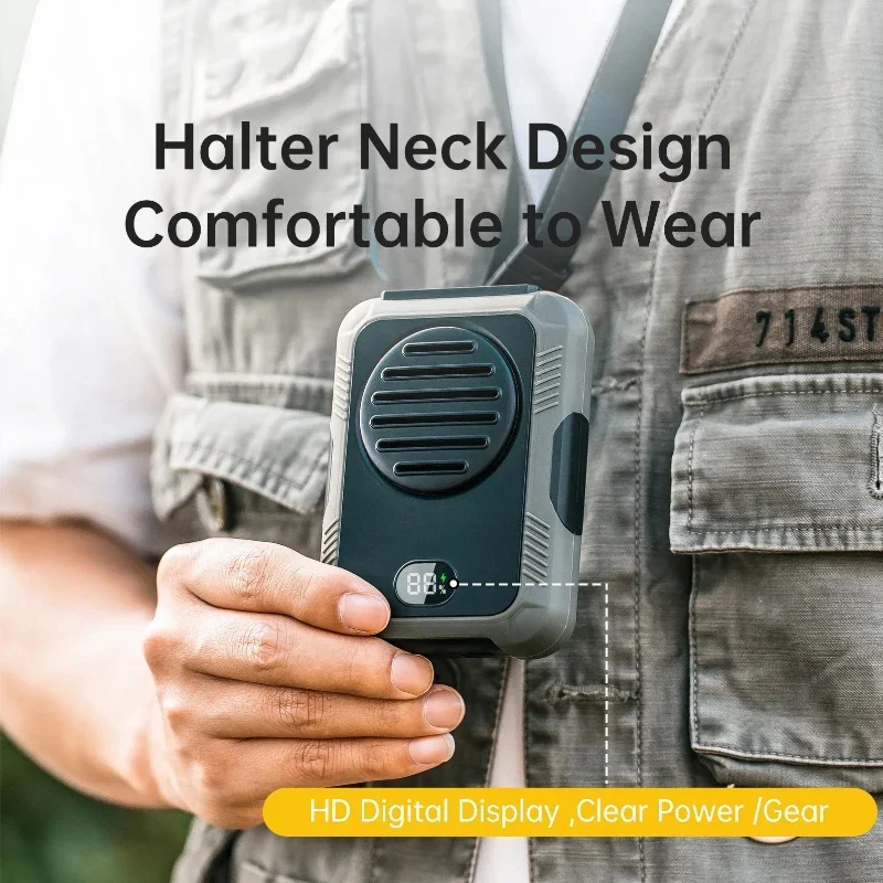 Bladeless Neck Waist Fan Portable USB Rechargeable Power Bank 3-Speed for Outdoor Sports Travel Home Office