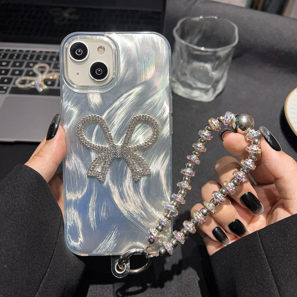 Custodie per telefono personalizzate fai da te Love Laser per iPhone 15 Custodia per iPhone 16 15 14 13 12 11 Pro Max Plus Braccialetto di perle Custodia in silicone morbido_voghion.com