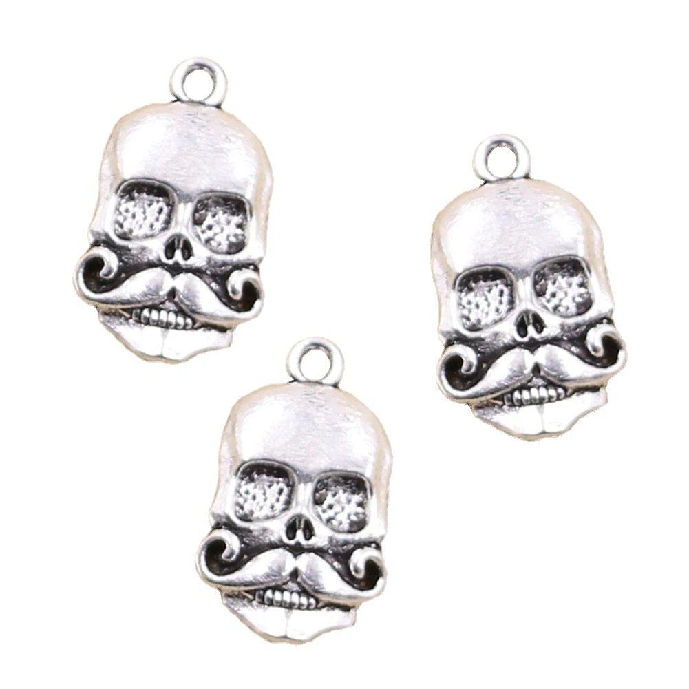 15 stücke Charms Skeleton Schädel Mit Bart 22x14mm Antike Silber Farbe Überzogen Anhänger, Die DIY Handgemachten Tibetischen finden Schmuck