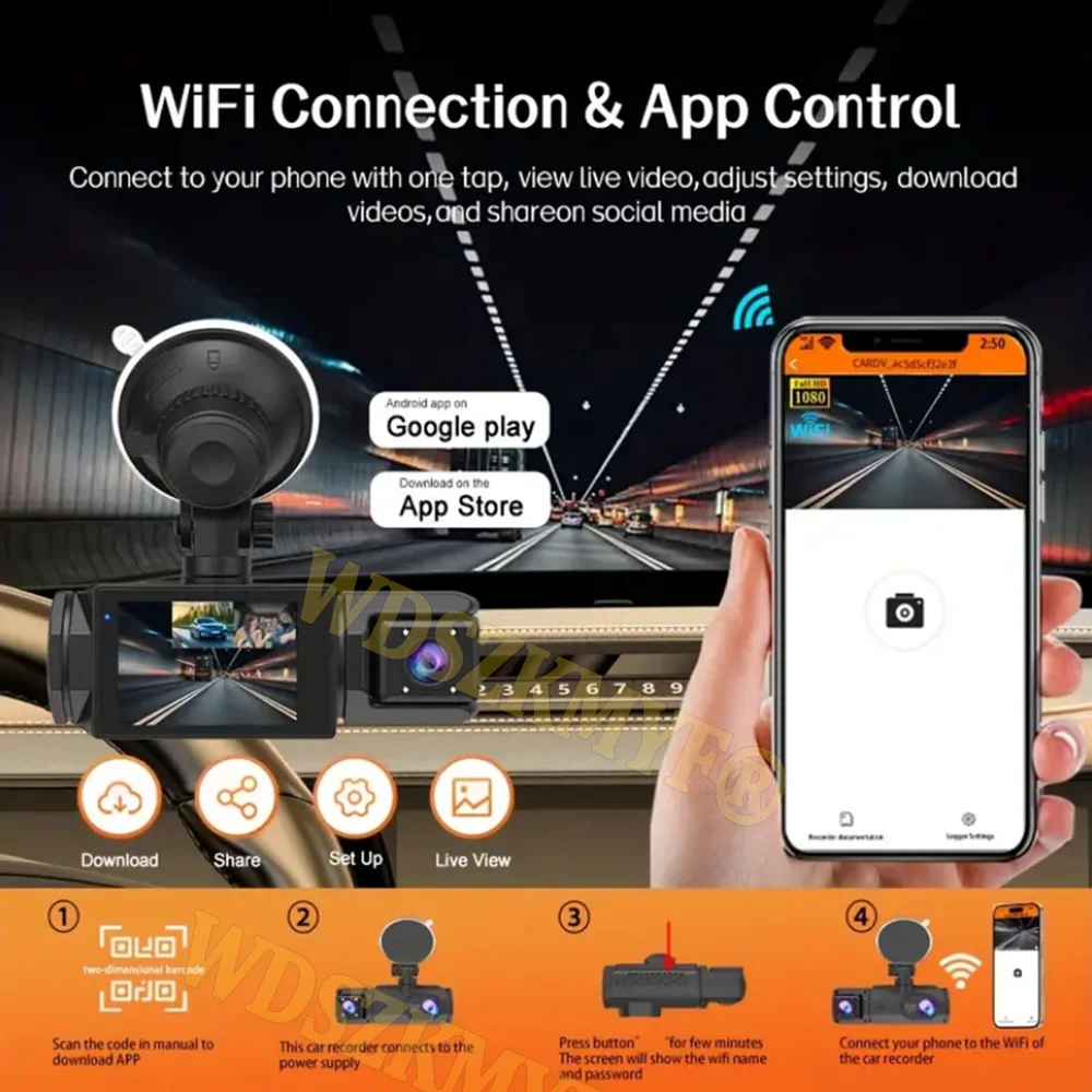 WIFI Dash Cam For Car Camera 1080P Video Recorder HD 2/3Camera Car DVR Front Rear View Camera Night Vision Car Accessories