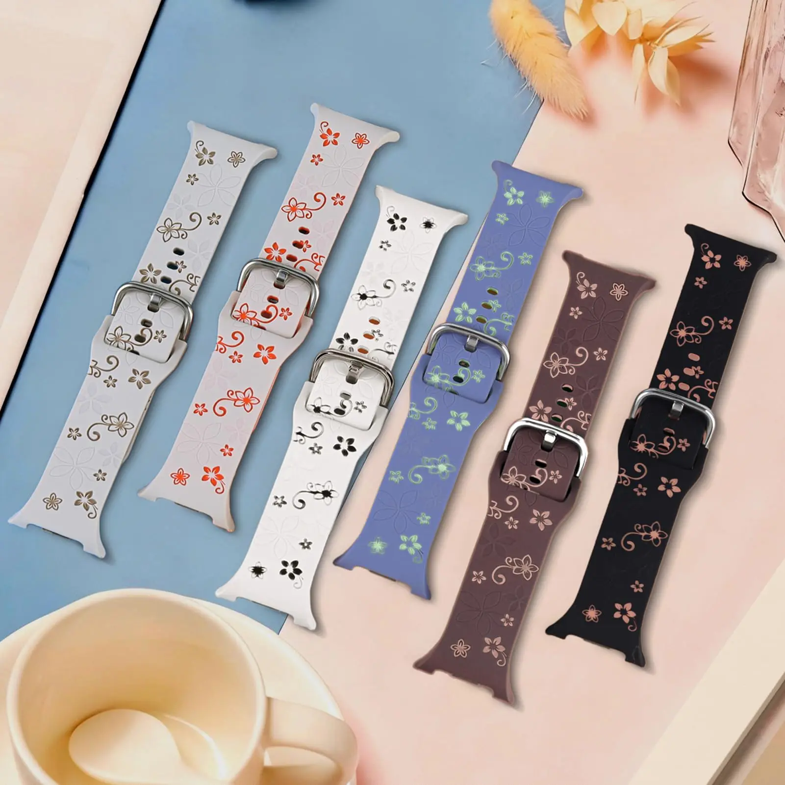 Two-Tone Flower Engraved Silicone Wristband
