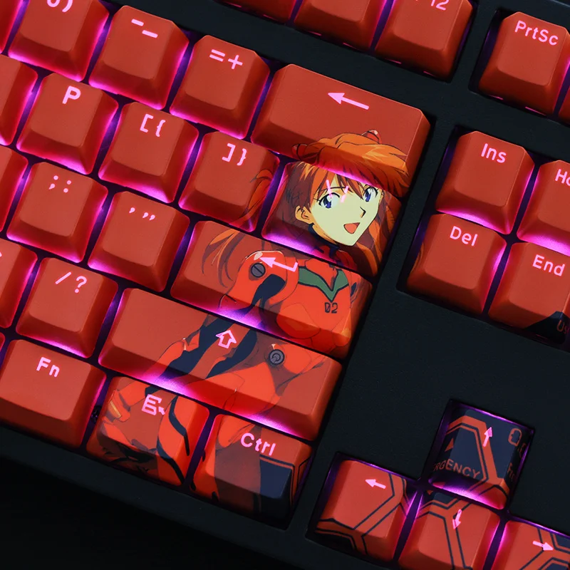 1 Set PBT Dye Subbed Keycaps Two Dimensional Cartoon Anime Gaming Key Caps OEM Profile Backlit Keycap For Asuka