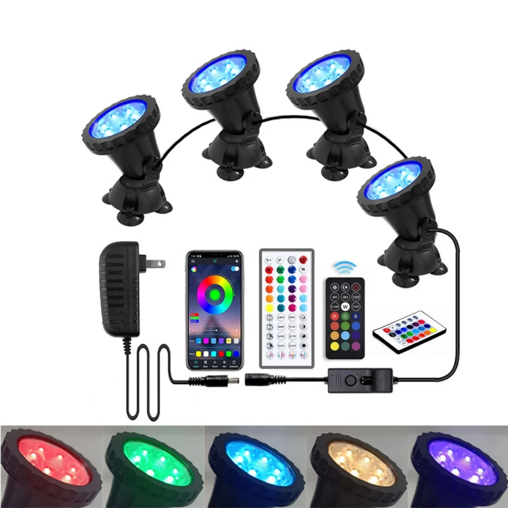 36LEDs RGB Underwater Spotlight 12V IP68 Waterproof for Fountain Fish Tank Swimming Pool Pond Aquarium Garden Lamps for aquarium light,aquarium lamp