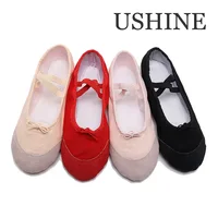 USHINE Yoga Gym Flat Slippers White Pink White Black Canvas Ballet Dance Shoes For Girls Children Women Teacher Ballerina 1