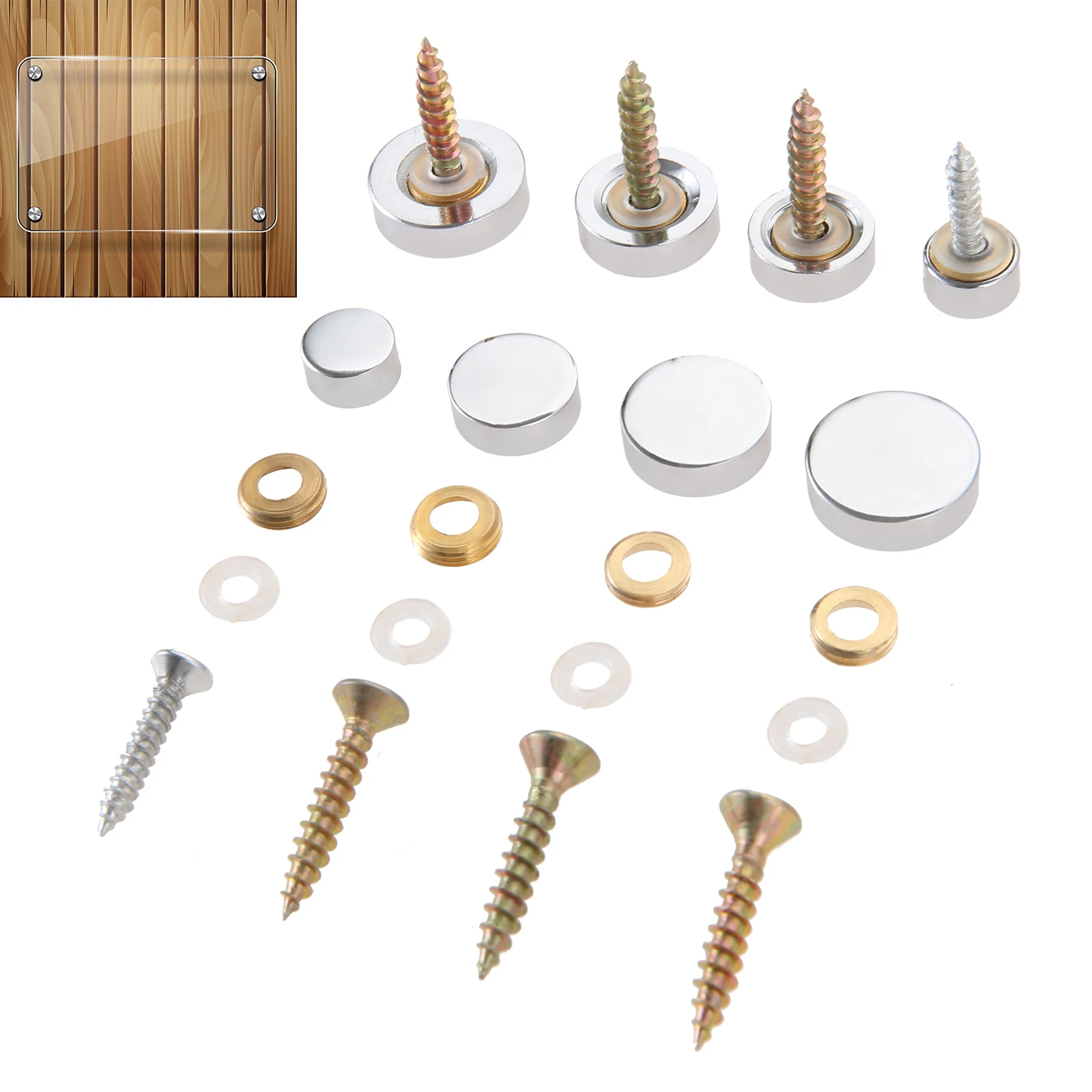 Polished Chrome Copper Decorative Mirror Nails 4Pcs