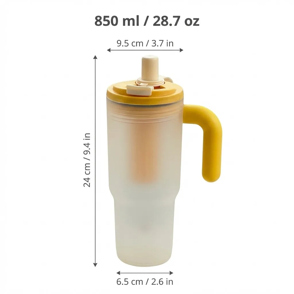 Large Capacity Heat-Resistant Transparent Water Bottle with Straw and Strainer