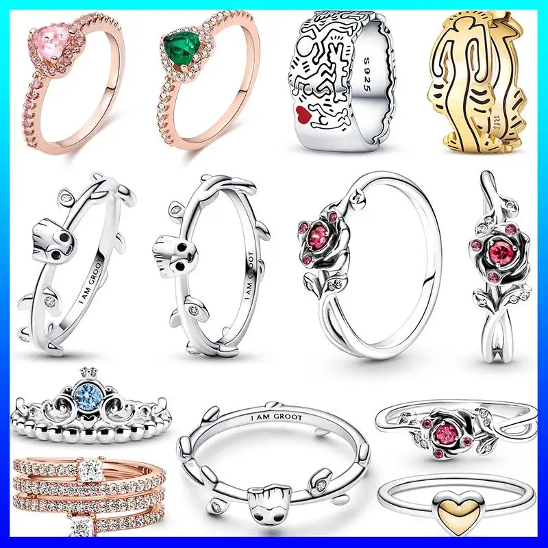 

Groot Head Portrait Ring 925 Sterling Silver Original For Women Couple Engagement Wedding Real Silver Luxury Ring Jewelry Gift