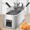 8L Electric Frying Pan Commercial Single-cylinder Timed French Fries Intelligent Automatic Lifting Large-capacity Fryer Electric 1