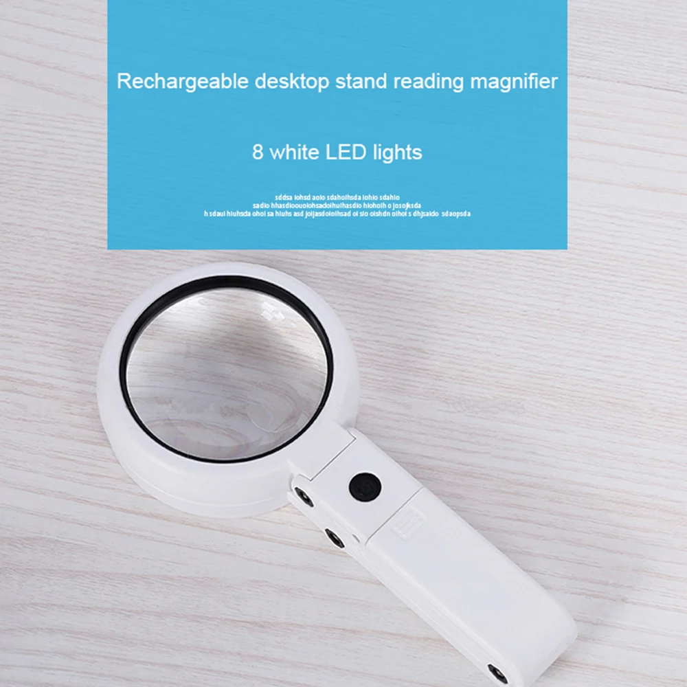 

11x 5x Hand-held Desk Folding LED Lamp Reading Maintenance Identification Collection Jewelry Antique Magnifying Glass