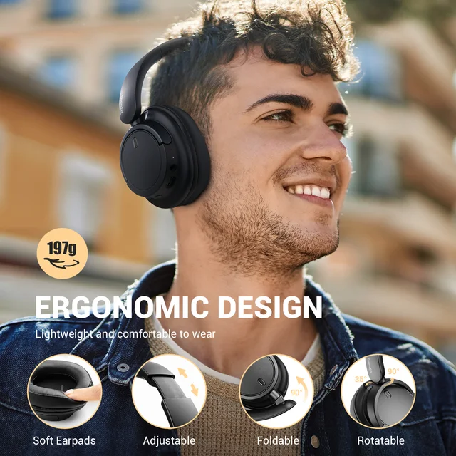 OneOdio Bluetooth 5.3 Wireless Headphones, Over-Ear, Foldable, 90H Playtime, AAC 6