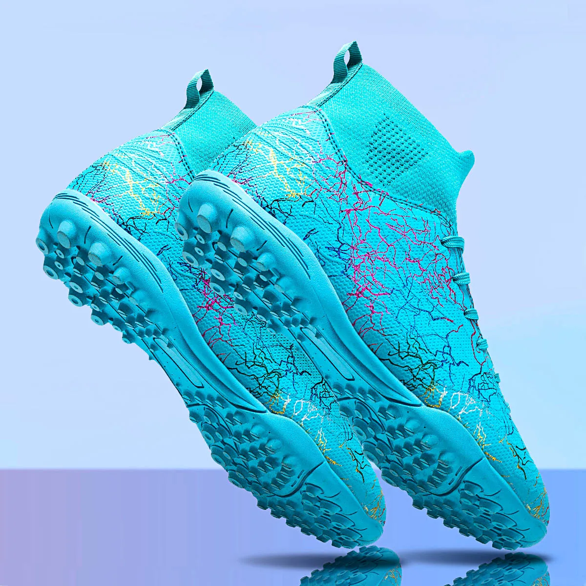 Football Shoes Professional High Top Soccer Shoes for Men Tf Broken Nails Short Nails Artificial Grass Training Breathable Anti Slip