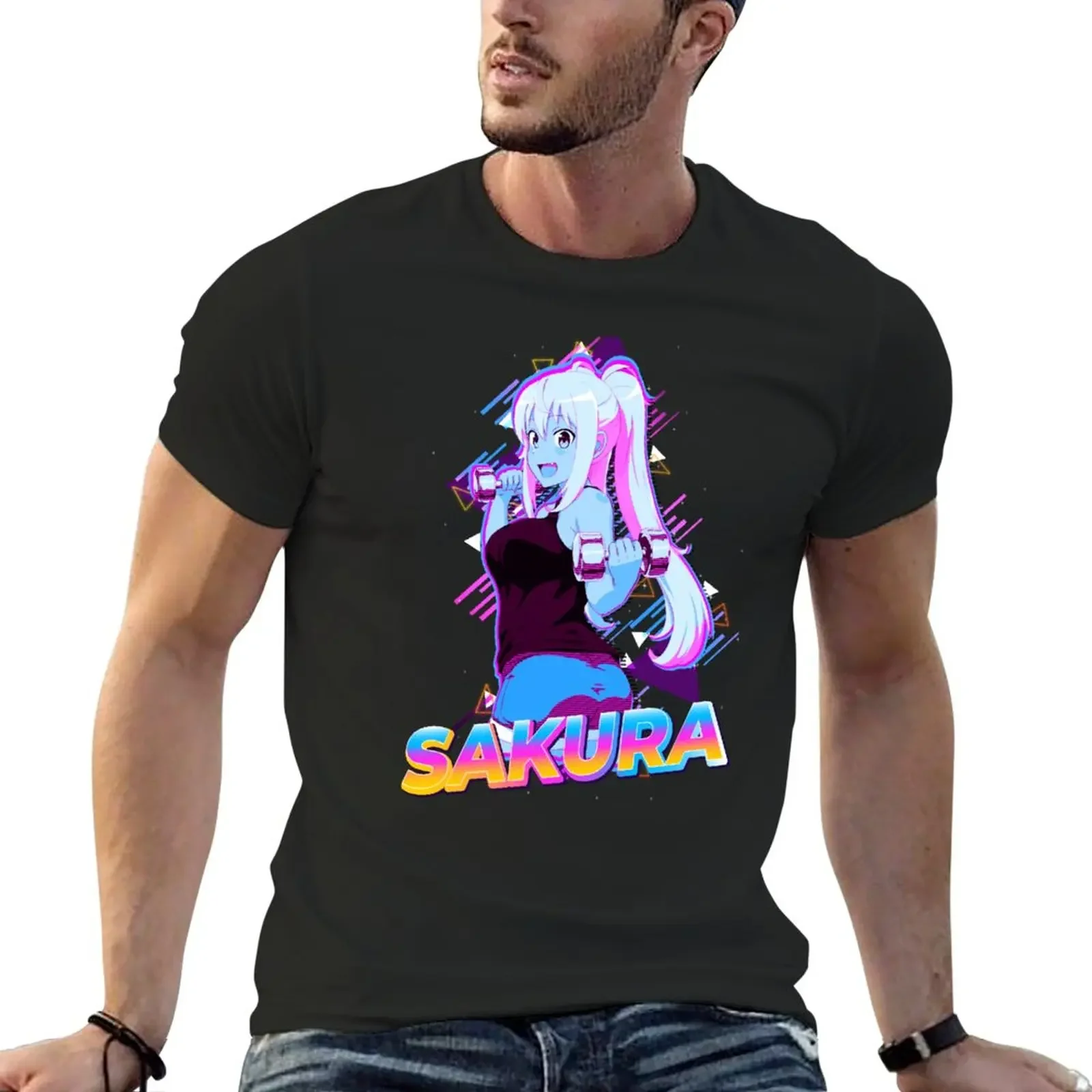 Sakura Hibiki | T-Shirt Abbigliamento Vintage Camicetta Ragazzi Camicie Da Allenamento Con Stampa Animalier Per Uomo