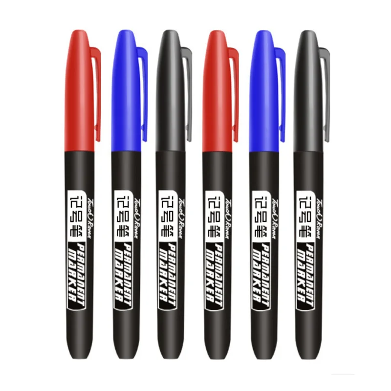 3 pz/set pennarello indelebile inchiostro impermeabile punta Fine nero blu  rosso inchiostro a olio 1.5mm punta tonda pennarelli a colori fini -  AliExpress