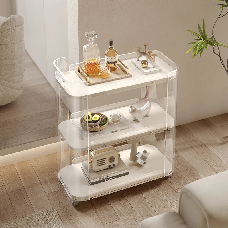 Mobile Trolley Bedroom Cosmetics Storage Snack Shelves Living Room Multi-Layer Stitched Floor To Floor Shelving