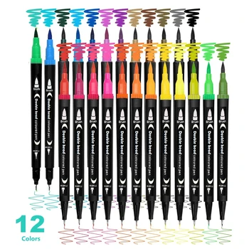 12pcs Double Ended Art Marker Pens Set for Artists Fine And Brush Coloring Random Colors 1