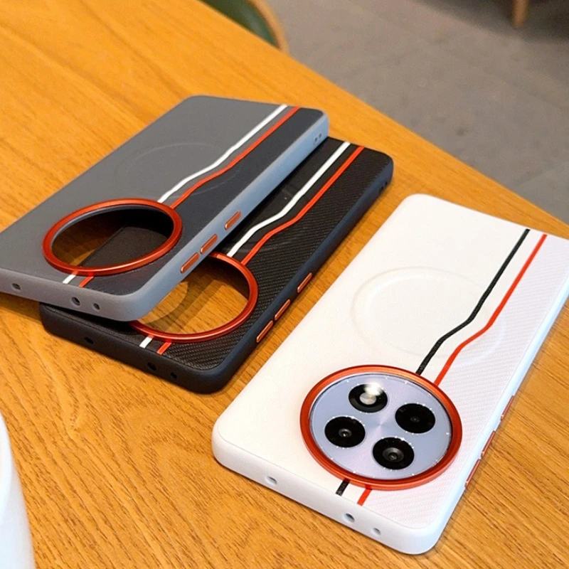 Luxury PU Leather Matte Magnetic Back Cover with Wireless Charging Compatibility