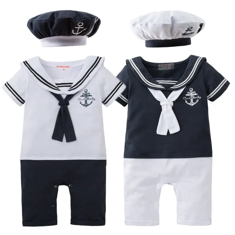 

Umorden Newborn Baby Boys Navy Sailor Costume Romper Hat Set Short Summer Birthday Party Fantasia Outfit Clothes