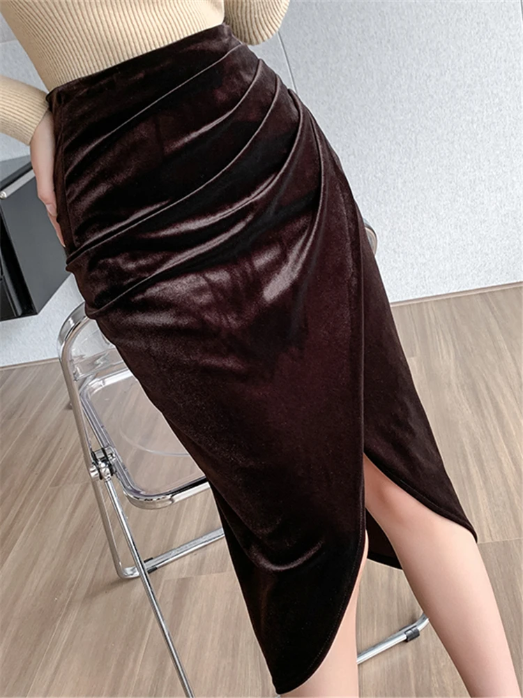laubeblanc Velvet Pencil Skirt Sサイズ Velvet Pencil Skirt – L'AUBE BLANC