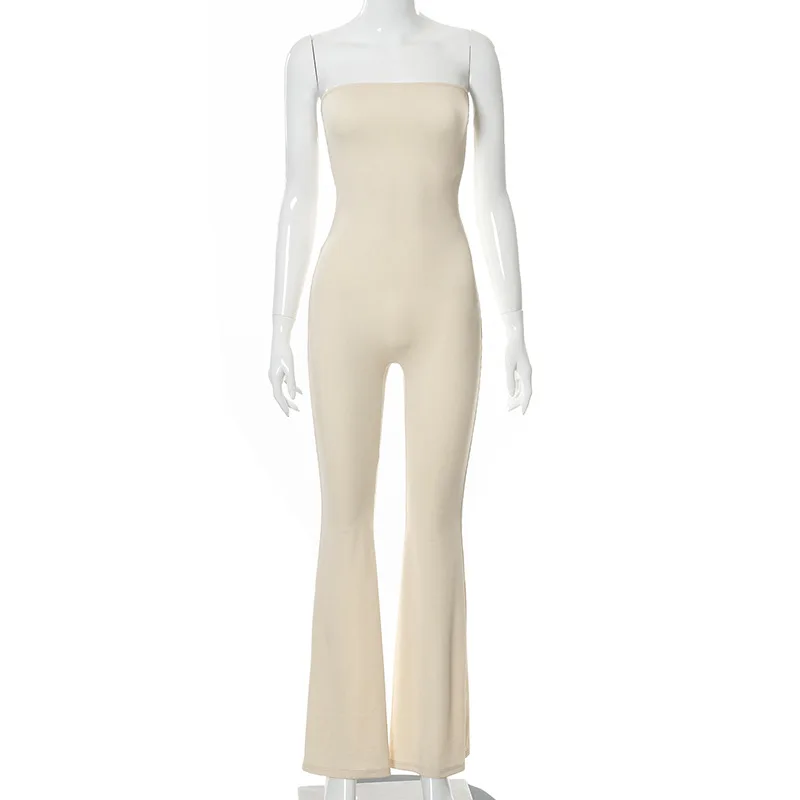 Women's Solid Color Jumpsuit Autumn New Sleeveless Lace Up Backless Tight Knit Fashionable Casual Women's Commuting Jumpsuit