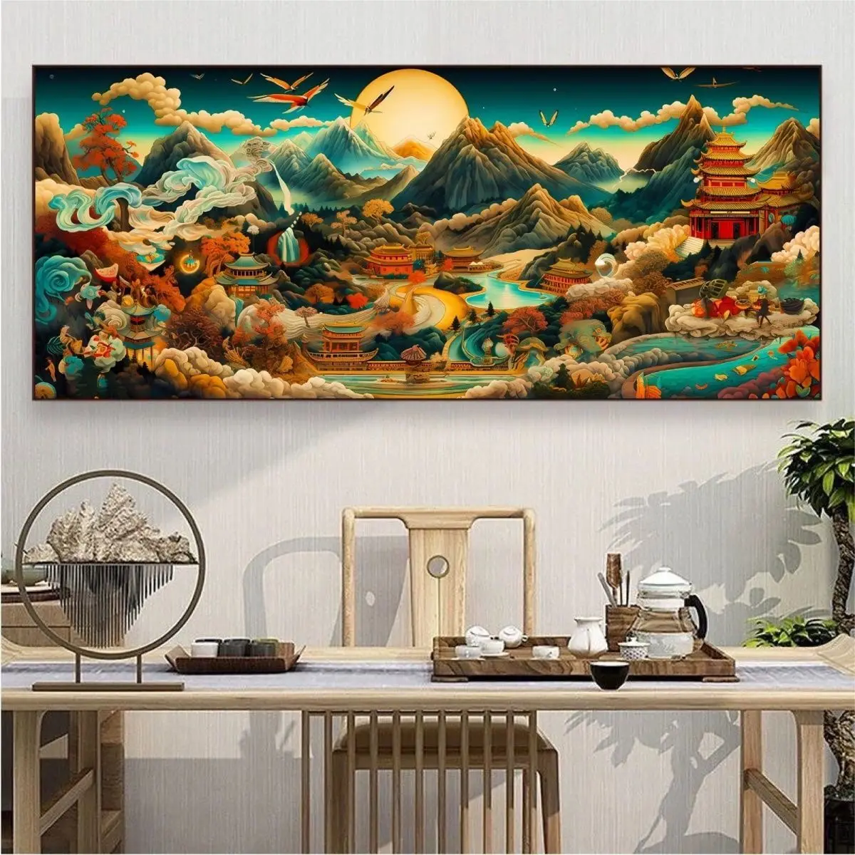 궁전과 요정 나라 자수 DIY 중국 스타일 인쇄 키트, 크로스 스티치 바느질 세트, 홈 장식 공예, 9ct 237x103cm