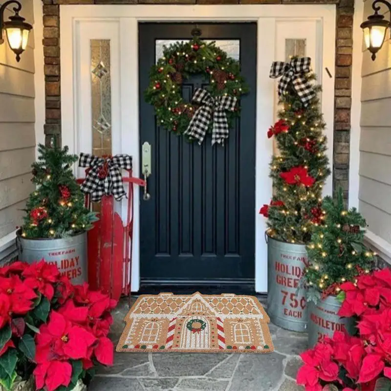 Gingerbread House Floor Mat Christmas Bathroom Floor Mat Living Room Entrance Door Mat Party Decoration Carpet 2024 Xmas Navidad 4