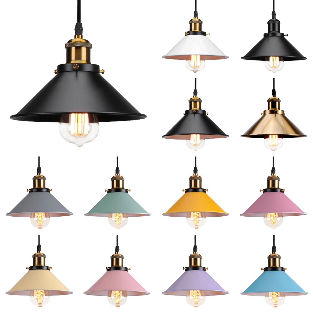 

Led Industrial Style Horn Pendant Light Retro Restaurant Bar Commercial Lighting Multi-Coloured Lamp Shades Home Kitchen Decor