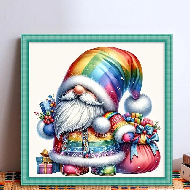 Fil de coton écologique à broder complet 11CT, Kit de point de croix Gnome imprimé, Art 6