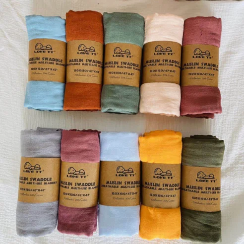 

Hot Sale Custom Bamboo Baby Blanket Swaddle Muslin Swaddle Blankets Wrap