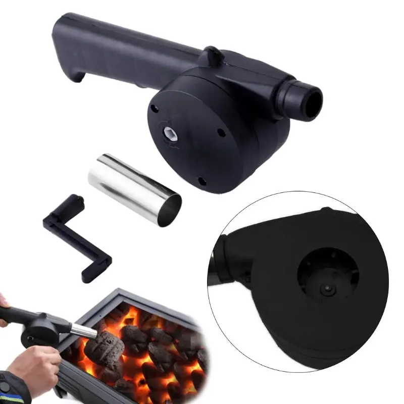 Hand-Crank Air Blower Outdoor Portable Barbecue Grill Fire Blower Tool Picnic Camping Accessories Grilling Tool