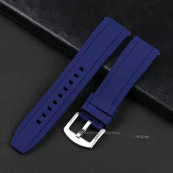 Enhanced Silicone Quick Release Sport Watch Strap - Soft Rubber Band in Vibrant Colors - 22mm (Blue - steel)