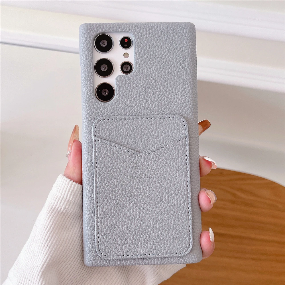 Luxury Retro Litchi Leather Grain Soft Phone Case