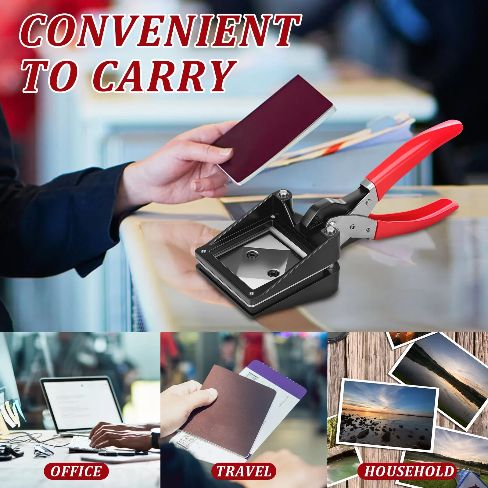 thumbnail interactive-video image 1 of Handheld Passport Photo Cutter - 2x2 Inch Metal Die Punch For ID Photos, Cuts Perfect Squares For Office Or Home Use 1 of 13