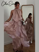 Nouvelle Robe Longue Plissée à Volants Superposés pour Femme, Style Empire Sans Manches avec Lacets, Collection Printemps-Été 2026 4