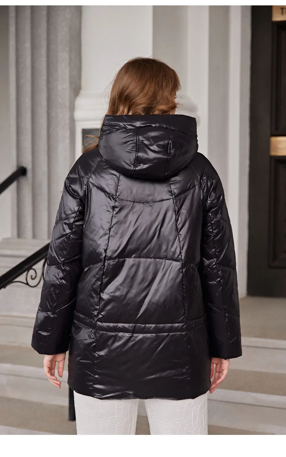 Astrid Down Jacket Female Winter 2022 Short Loose Casual Simple Design Contrast Color Stitching Hooded Women's Parka AR-E10345