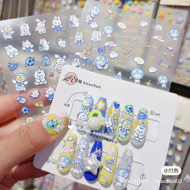 

[Meow.Sensei] Stickers Relief 1728 Love Enchanting Cooperation Nail Stickers Japanese Style Adhesive Nail Sticker Rabbit