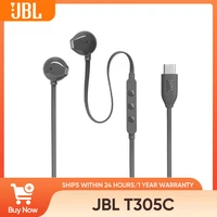 JBL T305C Wired Headphones, Semi-In-Ear, Type-C Interface for Huawei & Apple. JBL Pure Bass, Built-in Mic, Tangle-Free