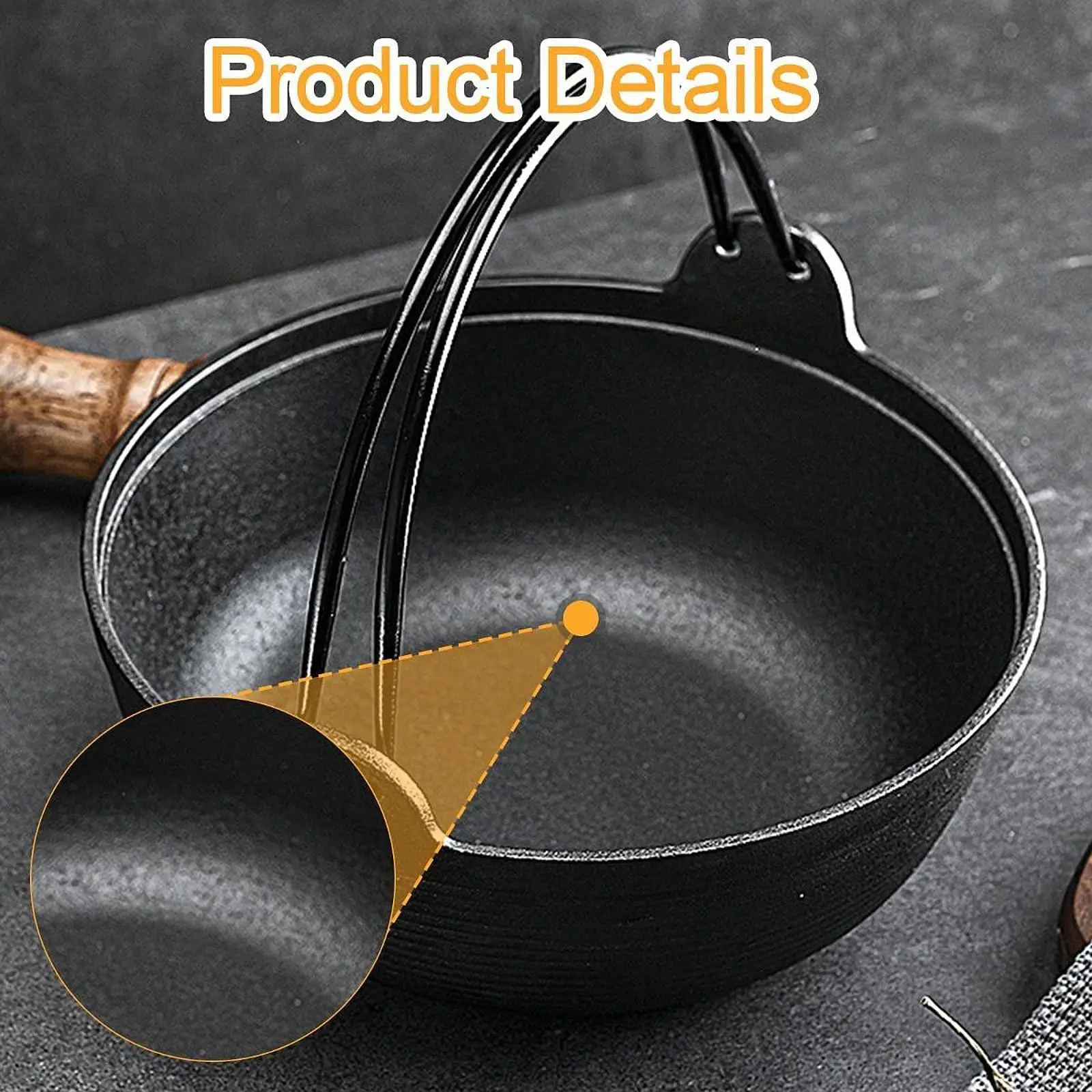 Sukiyaki Pot Tableware with Handle Cookware Cast Iron Utensil Japanese Design Cooking Pot for Restaurants Stews Outdoor Braising
