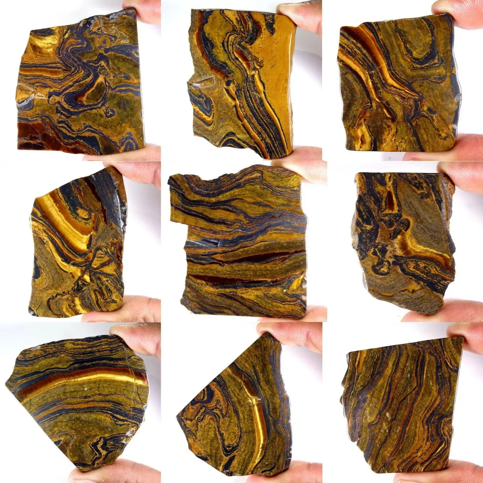 50g  Natural Tiger's Eye Slice Rough Gemstone Raw Tiger Eye Stone Small Slab 2