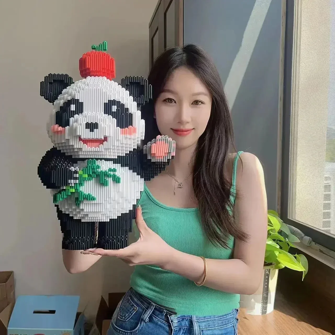 애플 팬더 빌딩 블록 성인 조립 초대형 퍼즐, 소년 소녀 생일 선물, 40cm, 7000 개 이상