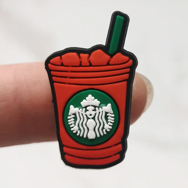 1Pcs PVC Shoe Buckle Accessories Funny DIY Colorful Cat Coffee Cup Shoes Buttons Decoration Jibz For Croc Charms Kids Gift B